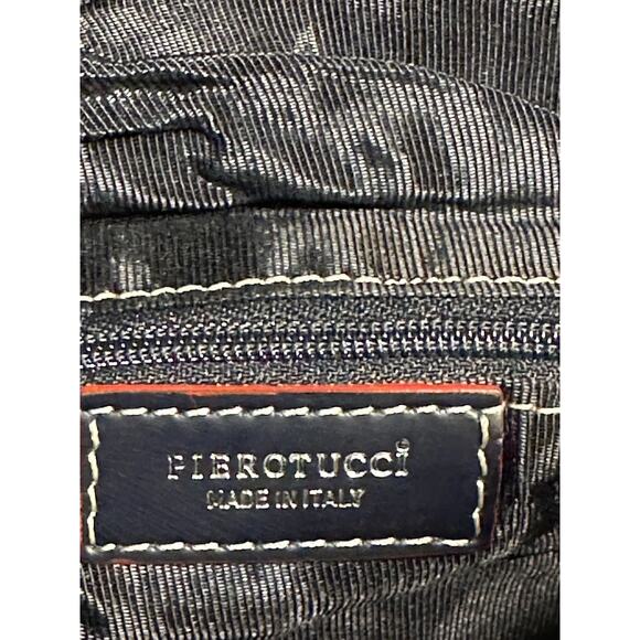 Pierotucci Fortunata Made In Italy Blue Leather Patchwork Tote Bag Purse - Picture 7 of 16